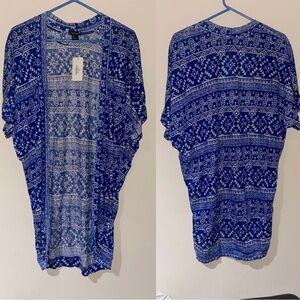 Linen top Kimono top boho top cover up abstract graphic top soft comfy vintage